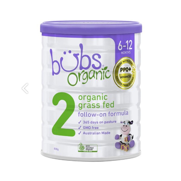 Sữa bò hữu cơ cho bé từ 6-12 tháng tuổi Bubs Organic Grass Fed Follow-on Formula Stage 2 - Nhập Khẩu Úc