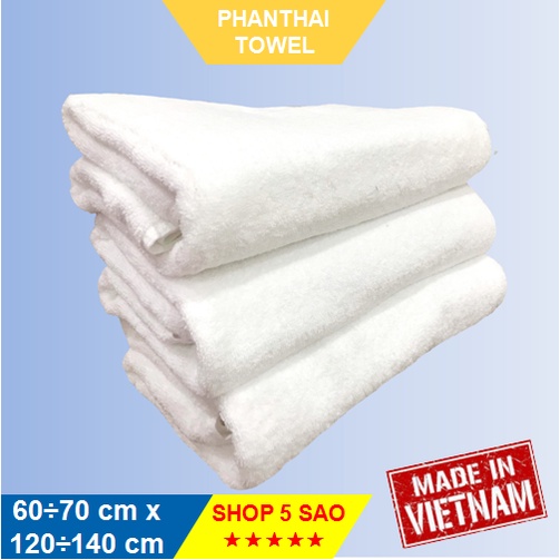 [RẺ VÔ ĐỊCH] Khăn bông tắm khách sạn/ spa/ homestay màu trắng khổ lớn xuất dư 60÷70cm x 120÷140cm(300÷400g) - Sợi cotton