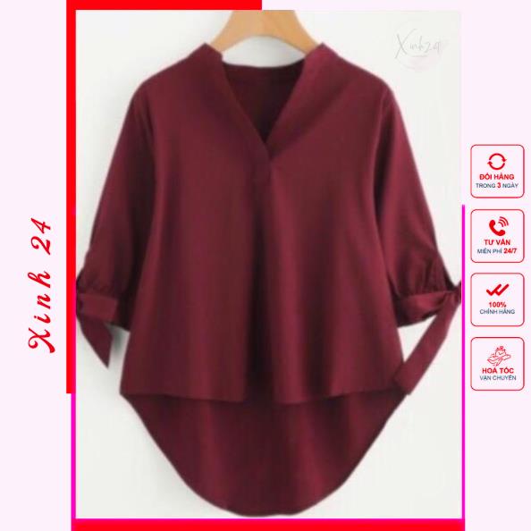 Áo sơ mi nữ, áo cổ trụ tay nơ, hàng thiết kế Free Size phong cách Hàn Quốc | BigBuy360 - bigbuy360.vn