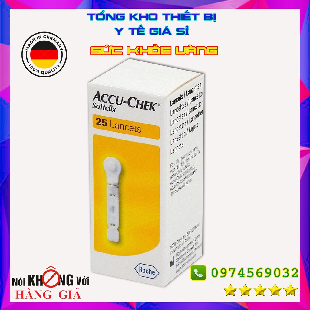 KIM LẤY MÁU - THỬ ĐƯỜNG HUYẾT  - ACCU-CHEK-SOFTCLIX 25 - HÀNG CHÍNH HÃNG