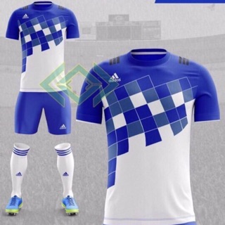 Bộ quần áo bóng đá không logo adidas cao cấp màu xanh dương