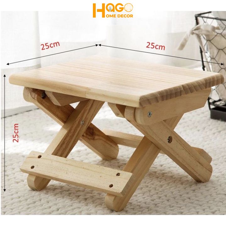 Ghế gỗ mini gấp gọn chất liệu gỗ thông cao cấp sử dụng đi picnic, dã ngoại, du lịch, cafe tiện lợi