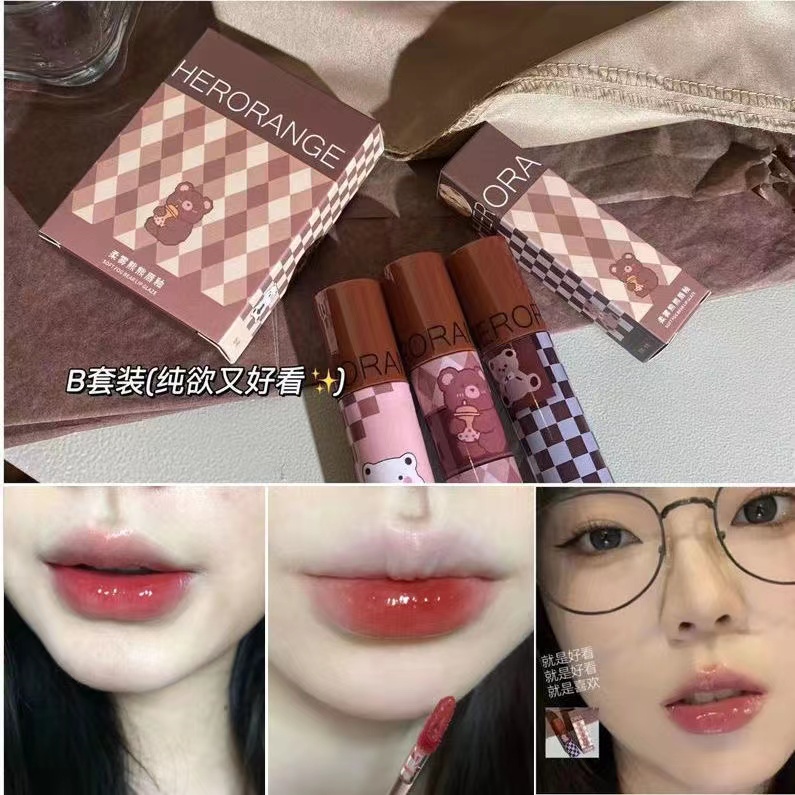 Bộ Son Kem Hiệu Ứng Gương Hình Gấu