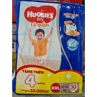 Tã quần Huggies Dry Pants gói cực đại (XXL,15-25kg,30 miếng)