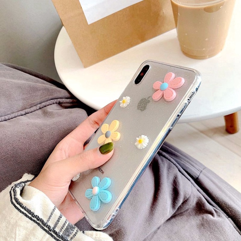 iPhone 12 Mini Pro Max SE 2020 11 PRO XS MAX XR X 8 7 6 6S PLUS Ốp điện thoại silicon mềm trong suốt họa tiết hoa cúc dễ thương cho | BigBuy360 - bigbuy360.vn