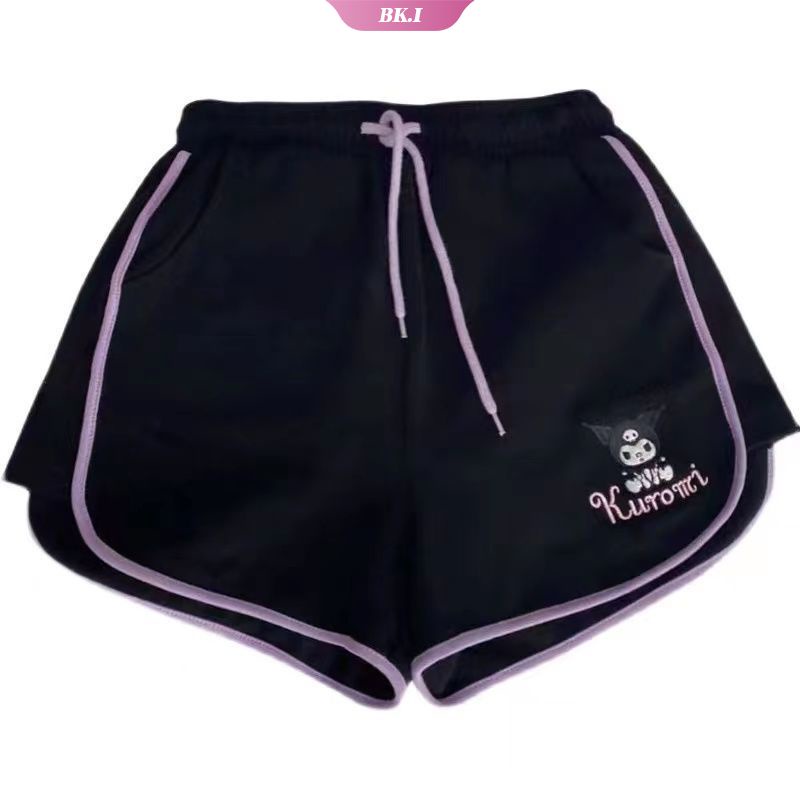 SANRIO Quần Short Thể Thao Lưng Cao Co Giãn In Họa Tiết Hoạt Hình Kuromi Dễ Thương Phong Cách Hàn Quốc Cho Nữ Y2k