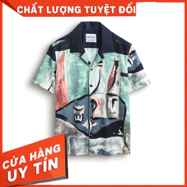 ÁO SƠ MI PIJAMA NAM HEBOZ FACE 2M (NEW) cổ vest tay ngắn, chất gân xéo cao cấp mịn mát - 00000741 - Hàng nhập khẩu