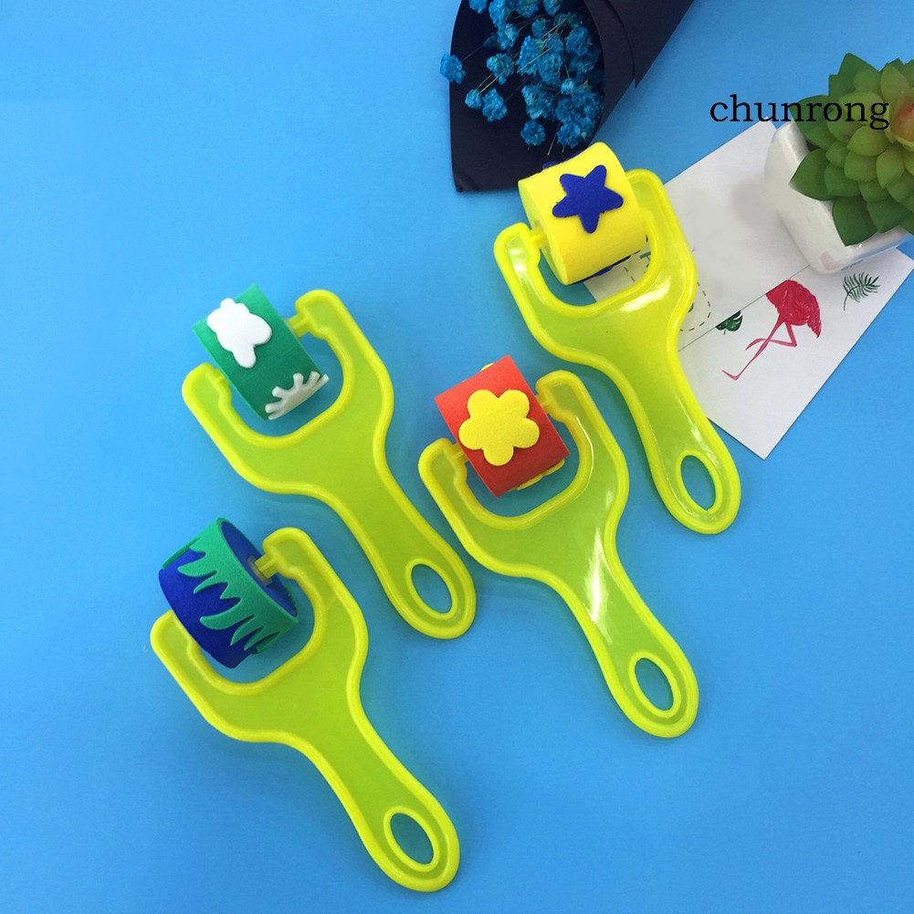 Set 4 Dụng Cụ Lăn Sơn Hình Hoa / Ngôi Sao Sáng Tạo Dành Cho Bé