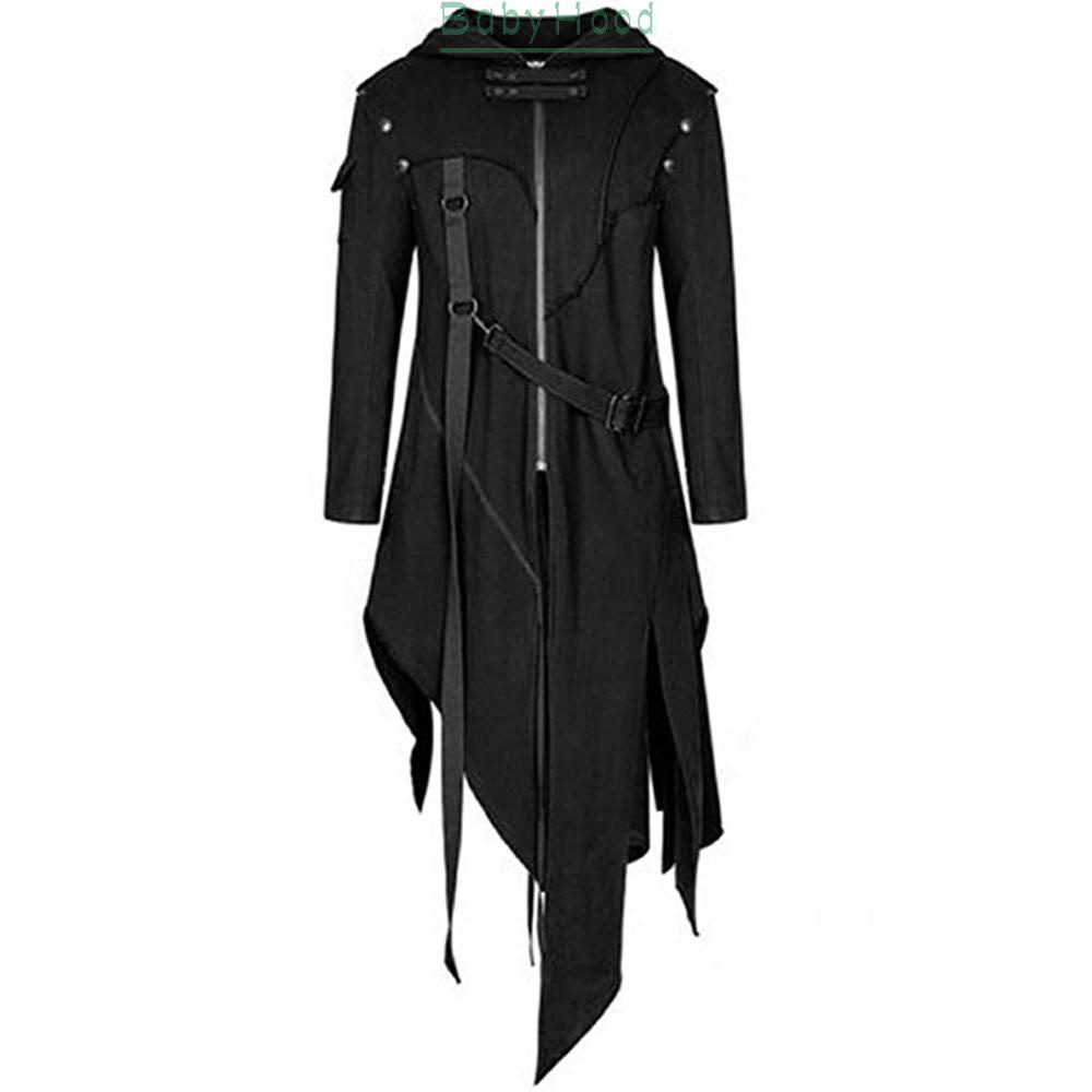 Men Retro Medieval Irregular Hooded Jacket Gothic Coat Costume Halloween Praty#BBHOOD