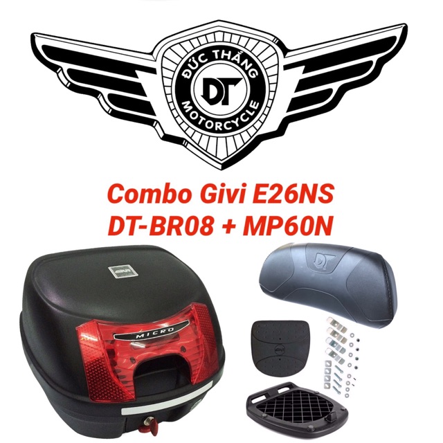 COMBO GIVI E26NS + Tựa Lưng DT-BR08 + Đế MP60N