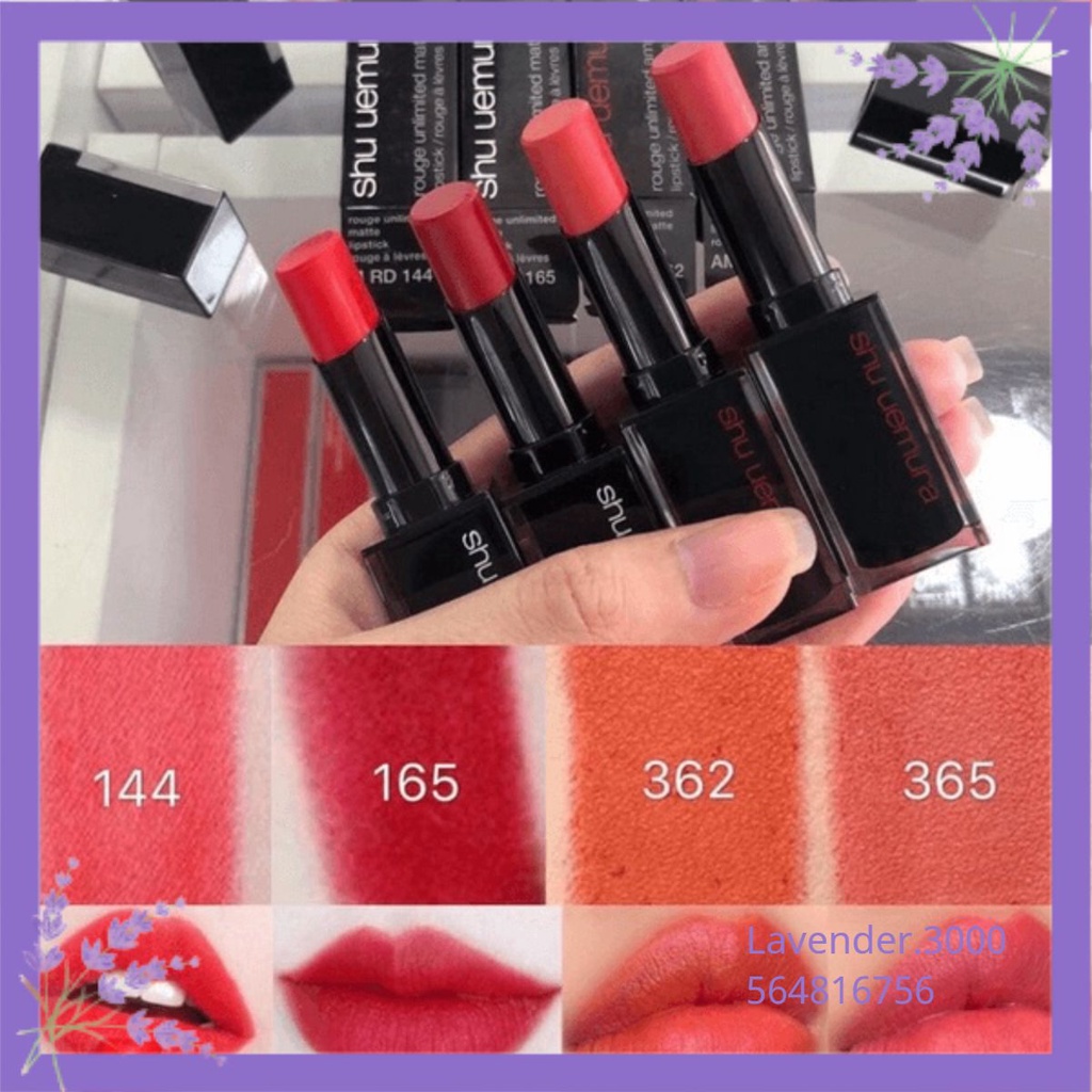 Son SHU UEMURA Rouge Unlimited Matte Lipstick Đầy Đủ Màu 3g 𝗟𝗮𝘃𝗲𝗻𝗱𝗲𝗿.𝟯𝟬𝟬𝟬