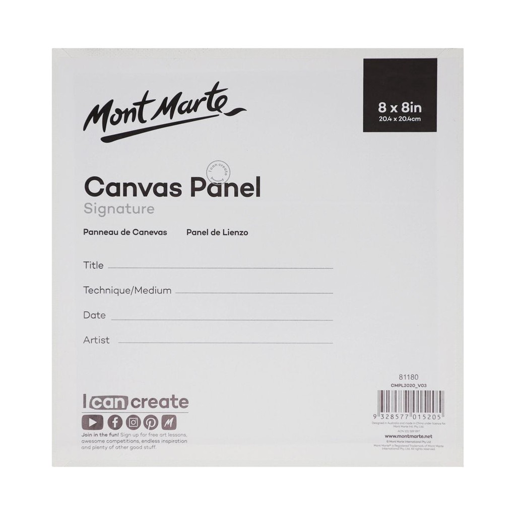 Bộ 2 Tấm Canvas Panels 20.4x20.4cm Mont Marte - CMPL2020 - Canvas Vẽ Tranh, Toan Vẽ Tranh