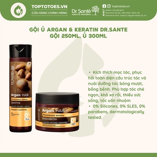Gội ủ Dr.Sante Argan & Keratin phục hồi toàn diện, nuôi dưỡng tóc bóng mượt bồng bềnh và kích thích mọc tóc