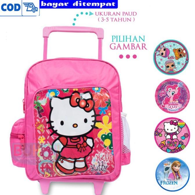 Ba Lô Kéo Đi Học Họa Tiết Hello Kitty 12 Inch Xinh Xắn Dành Cho Bé