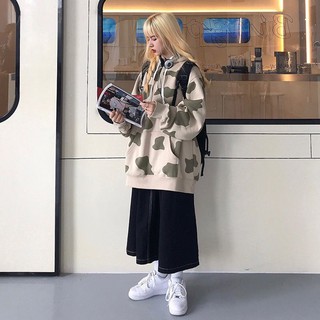 ÁO HOODIE BÒ SỮA - ÁO NỈ MŨ LOANG BÒ SỮA ĐEN TRẮNG XANH RÊU ULZZANG