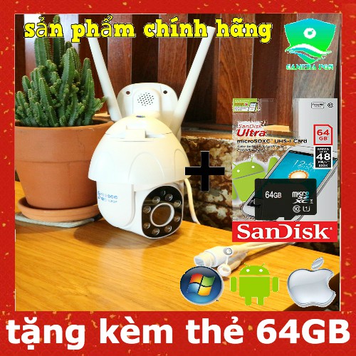 Camera ngoài trời xoay siêu sắc nét kèm thẻ nhớ 64GB
