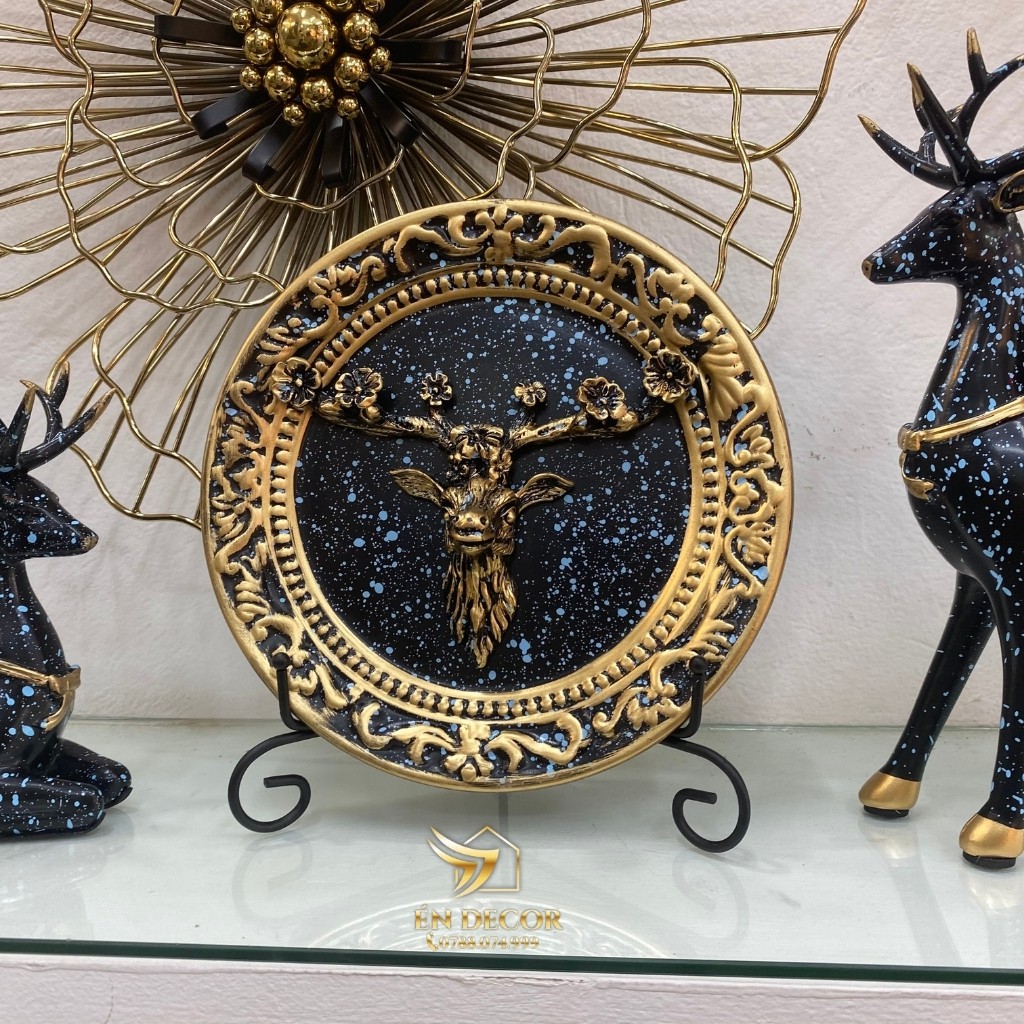 Set Hươu Trang Trí, Đĩa Hươu Trang Tri Tủ Kệ, Trang Trí Nhà Cửa, Én Decor