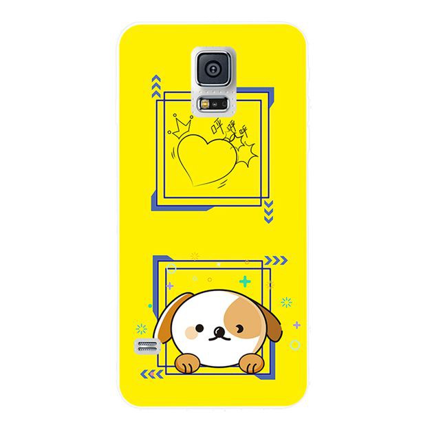 Ốp điện thoại từ nhựa dẻo màu vàng in hình cún xinh xắn cho Samsung S3 S4 S5 S6 S7 S8 S9 S10 e Edge