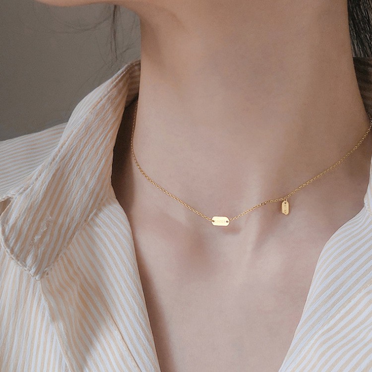 vòng cổ Mạ Bạc 925 Mặt Chữ May Mắn Cho Nữ