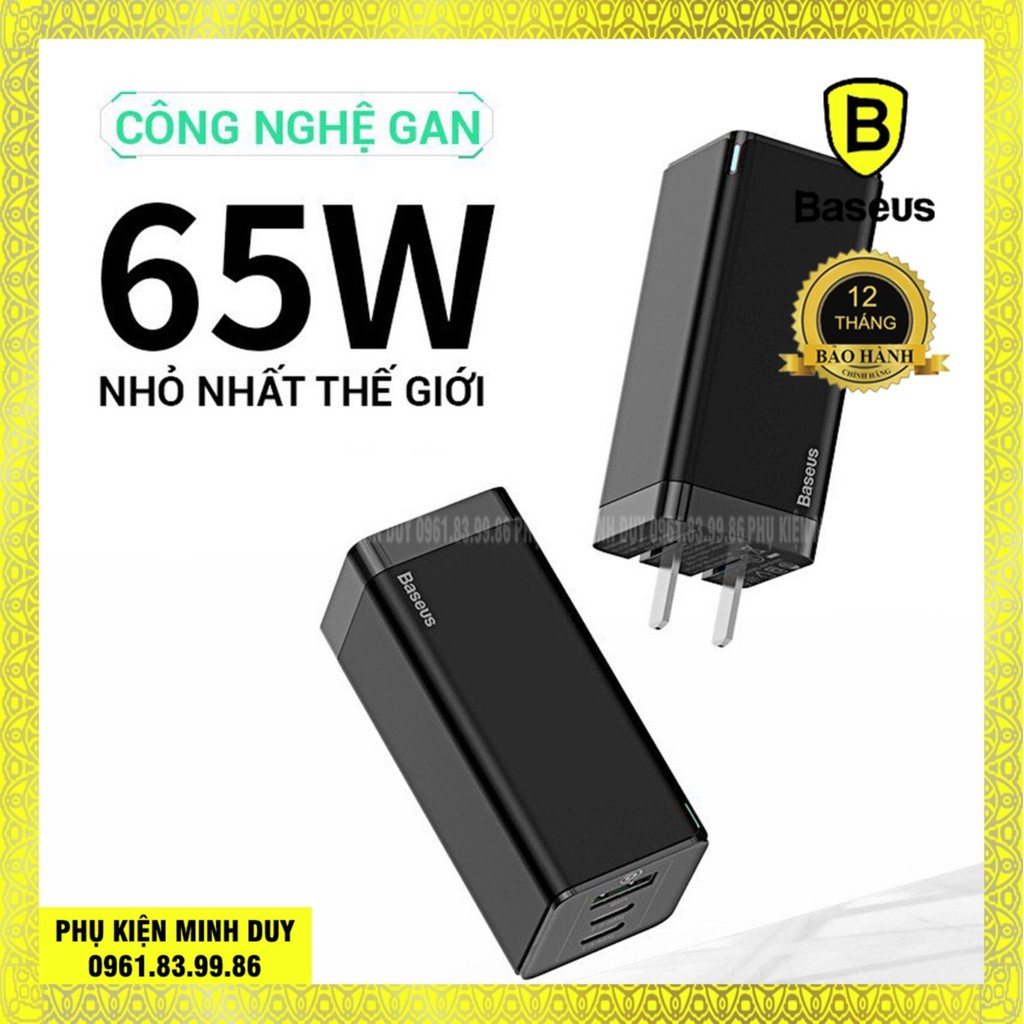 Củ sạc nhanh Baseus GaN2 Pro 65W USB QC 4.0 3.0 AFC SCP USB PD cho Smartphone/ Tablet/ Ipad/ Macbook/ Laptop 🍀