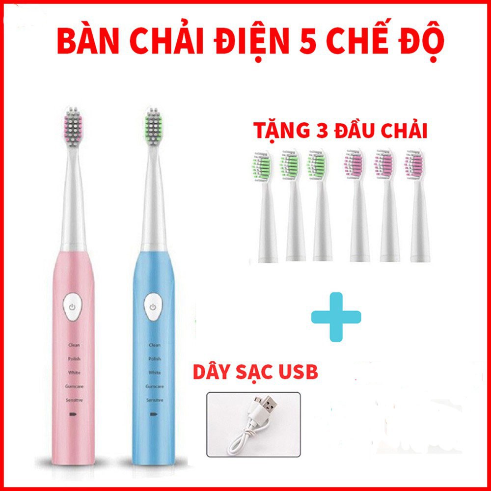 ❤️FreeShip❤️ Free Ship Bàn Chải Đánh Răng Tự Động 5 Cấp Độ Phù Hợp Cho Người Lớn Và Trẻ Em - Bàn Chải Điện 5 Cấp Độ