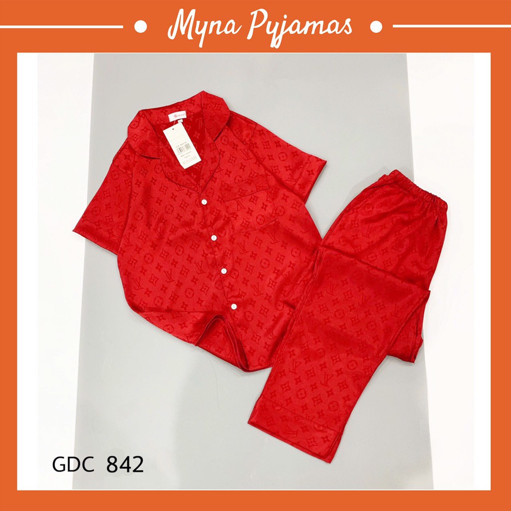 Bộ Pyjama, Bộ mặc nhà Lụa Gấm Cao Cấp Áo Cộc Quần Dài, Hàng có size, Ảnh chụp thật | BigBuy360 - bigbuy360.vn