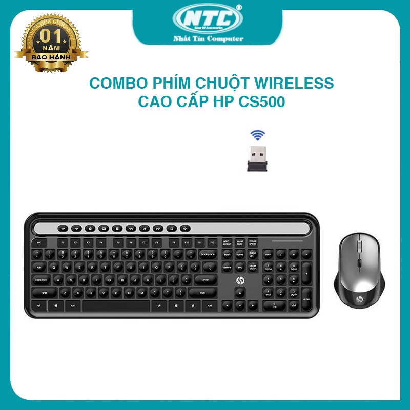 Bộ phím chuột wireless cao cấp HP CS500 tích hợp 10 phím multimedia - con lăn hợp kim cực đẹp (Đen) - Nhất Tín Computer