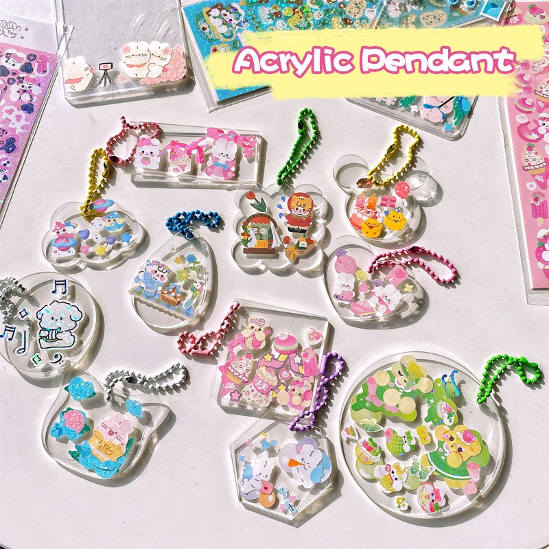 Móc Khóa Acrylic Trong Suốt Họa Tiết Dễ Thương DIY