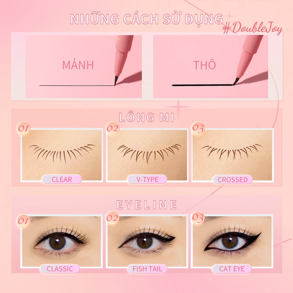 Kẻ mắt nước PINKFLASH nhanh khô chống thấm nước đầu siêu nhỏ 0.01mm