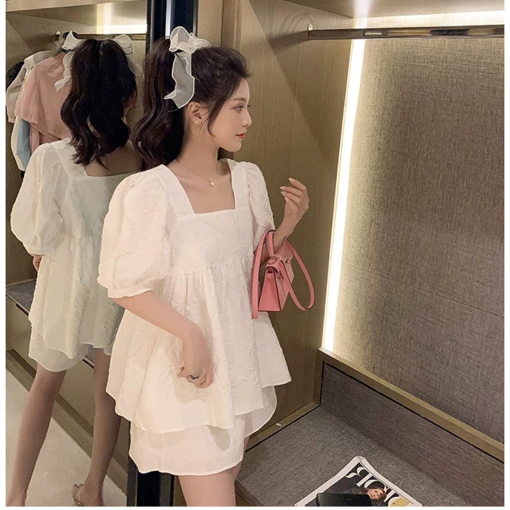 A476 Áo bầu, Đồ bộ bầu baby doll cá tính tiểu thư cho mẹ bầu