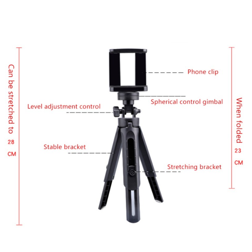 Mini Tripods - Chân Máy Ảnh Điện Thoại Mini - Gắn Điện Thoại - Máy Ảnh - Đèn Livestream - Đèn Flash - Tặng Kèm Remote