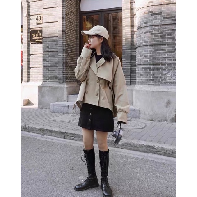 Áo khoác Mangto dáng ngắn Hàn quốc chất mịn