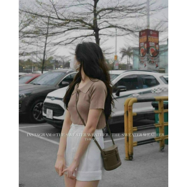 Áo cổ bẻ thanh lịch chất thun gân