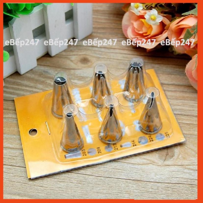 Bộ 6 đui bắt kem inox loại tốt, cao cấp, bền đẹp tặng kèm chốt - eBếp247