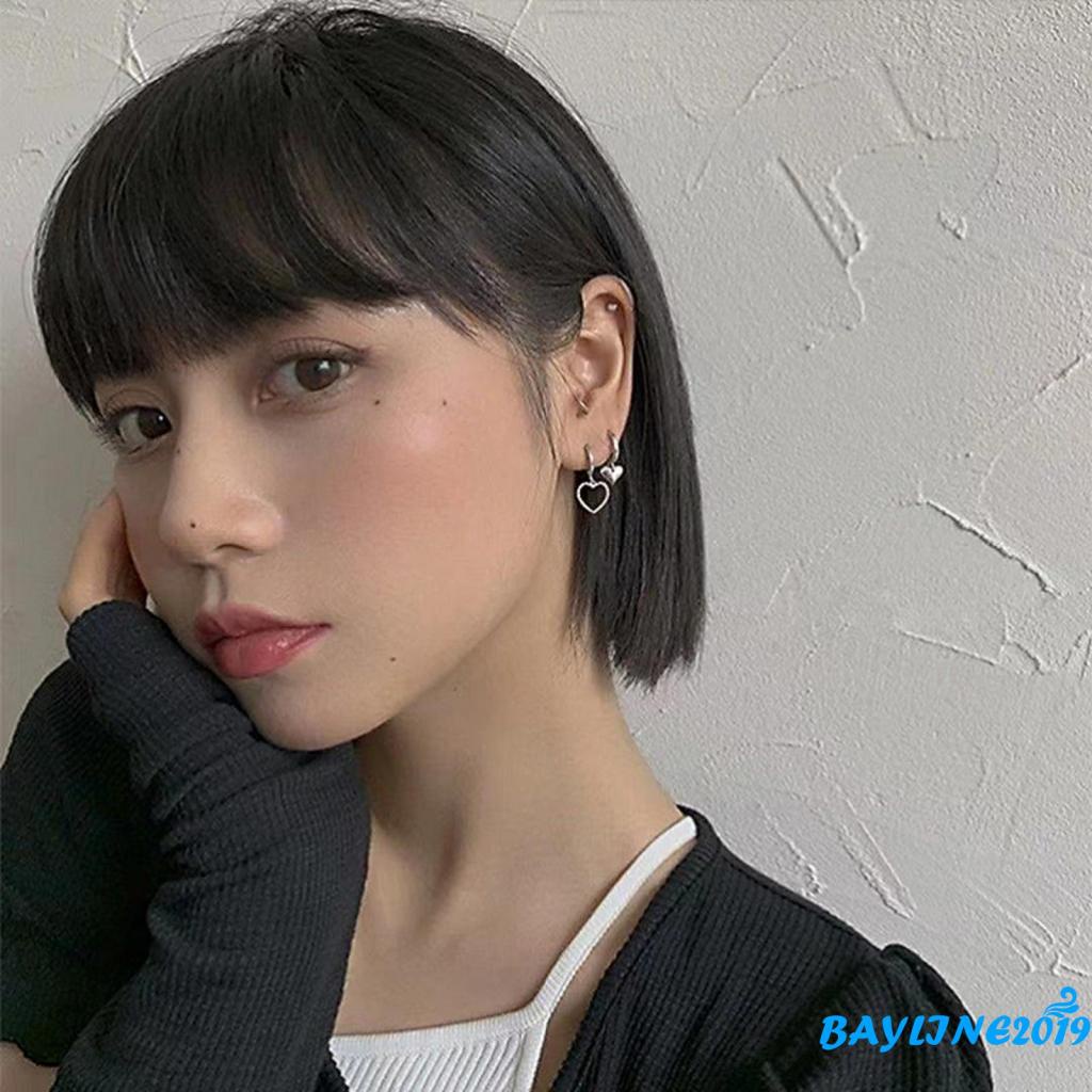 Khuyên tai hình trái tim dáng thả không đối xứng trang trí tiệc tùng cho nữ
