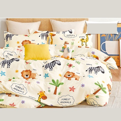 Vải may chăn ga áo gối,gối ôm khổ 2m35 hình sở thú