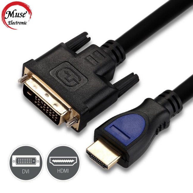 ready stock 1.5m Hdmi-compatible Male To Dvi D 24+1 Male Adapter Cable Bi-directional Transmission