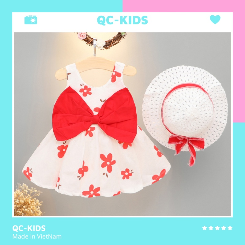 Váy bé gái mùa hè hàn quốc QC-KIDS, đầm cho bé chất cotton không kèm nón 8-18kg