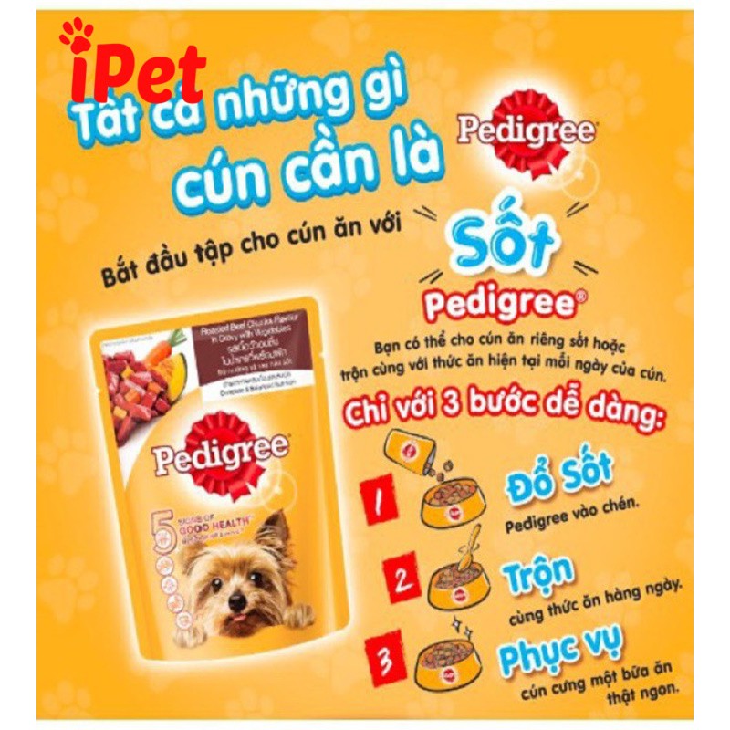 Pate Thức Ăn Mềm Cho Chó Lớn Pedigree Bò Nướng Và Rau Gói 80g - iPet Shop