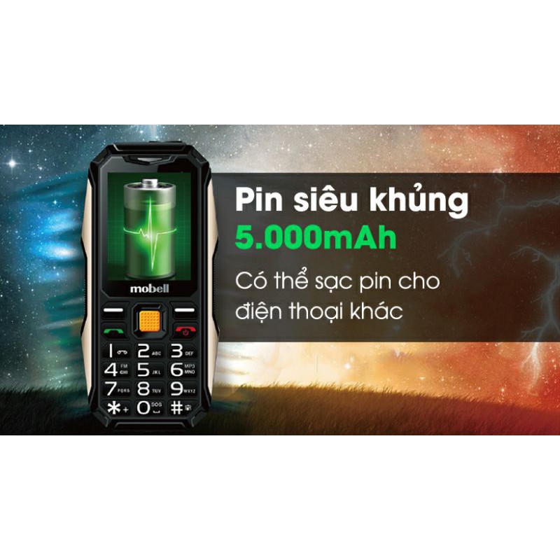 Điện Thoại Mobell Rock 3 2Sim Pin Trâu - Kiêm Sạc Dự Phòng dung lượng 5000 Mah