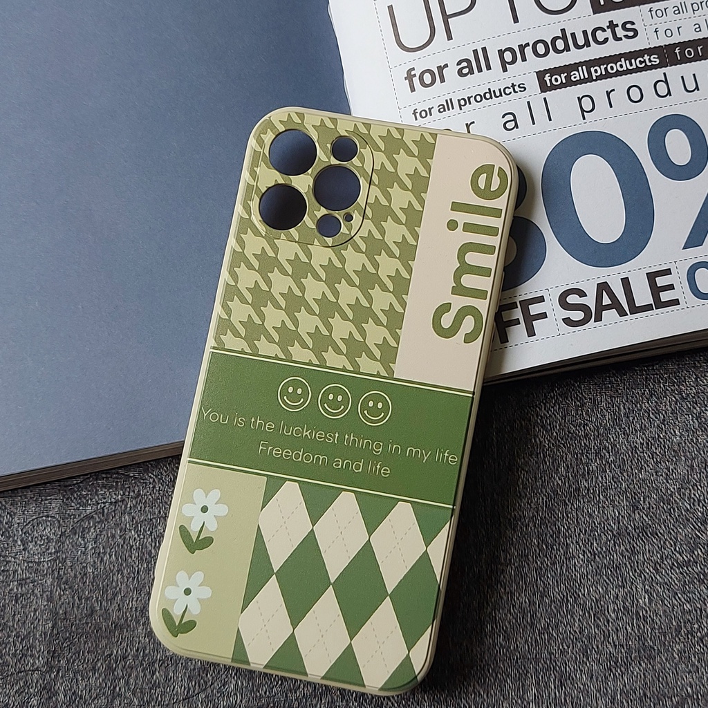 Ốp lưng Iphone viền vuông smaile xanh lá cây 7plus/8/8plus/x/xr/xs/11/12/13/pro/max/plus/promax - Tomax Case