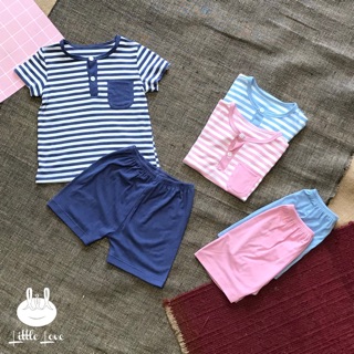 Bộ kẻ ngắn tay organic cotton Little Love Lil