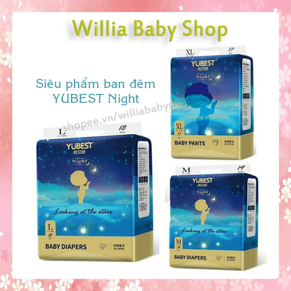 Tã Bỉm quần/dán YUBEST NIGHT nội địa Trung S76-80 /M76-76 /L72 /XL68 /XXL64 /XXXL60 Nâng Cấp Thấm Hút 30%