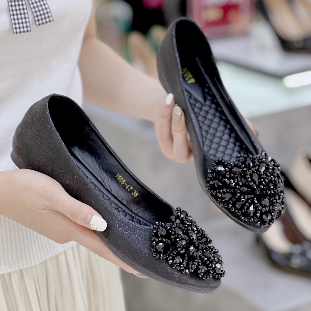 Min's Shoes - Giày Bệt Da Thật B280 Đen đá (Form Nhỏ đi Tăng Size)