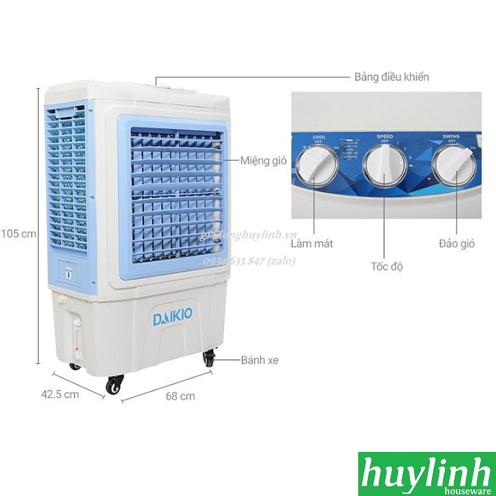 Freeship Máy làm mát cao cấp Daikio DKA-05000C (DK-5000C) (30 - 40m2)