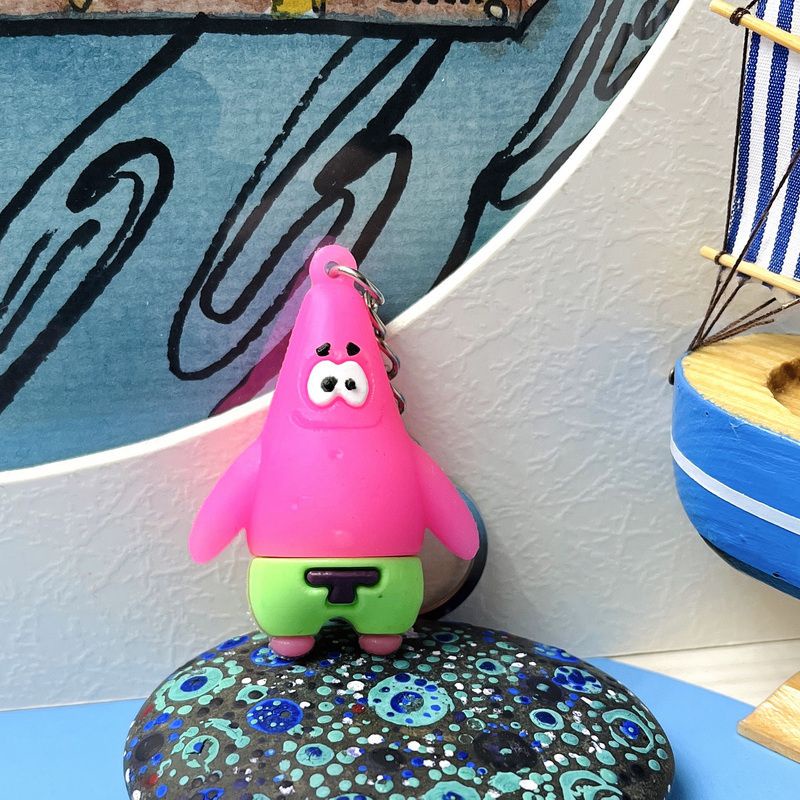 carton Spongebob Octopus Keychain Soft Rubber Cute Couple Bag Pendant Creative Charm gift