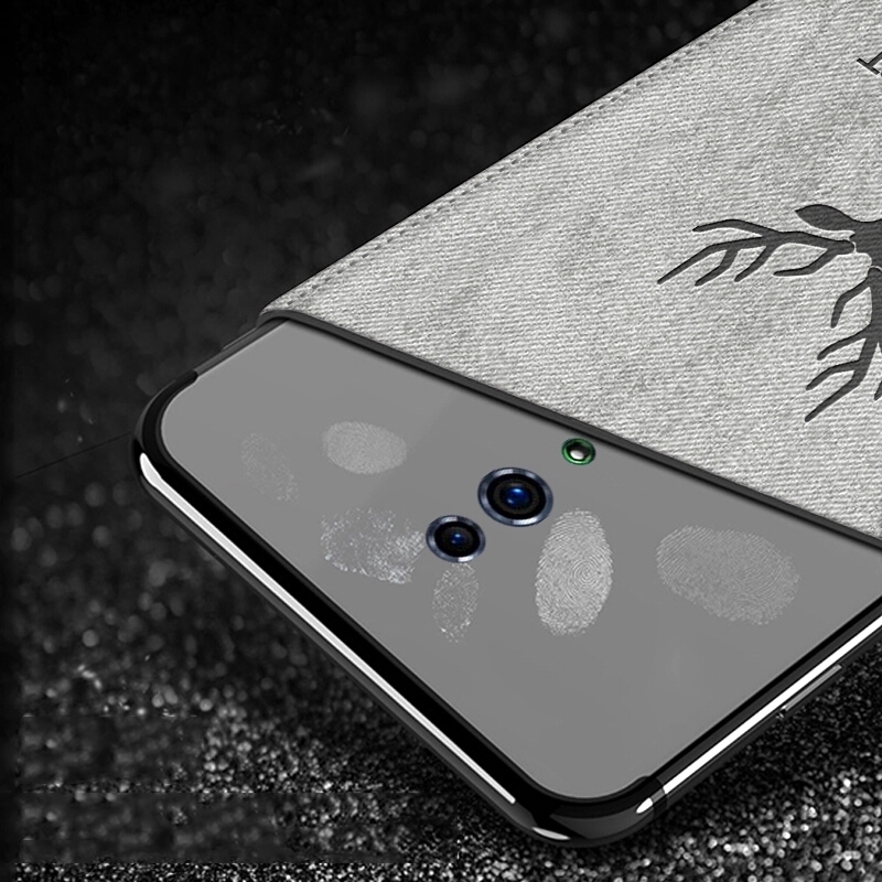 Ốp lưng viền silicon mềm phối vải in hình con nai cho OPPO Reno 10x