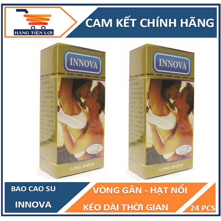 Bộ 2 hộp bao cao su Innova vàng - gân gai thắt kéo dài thời gian ( 24 chiếc )