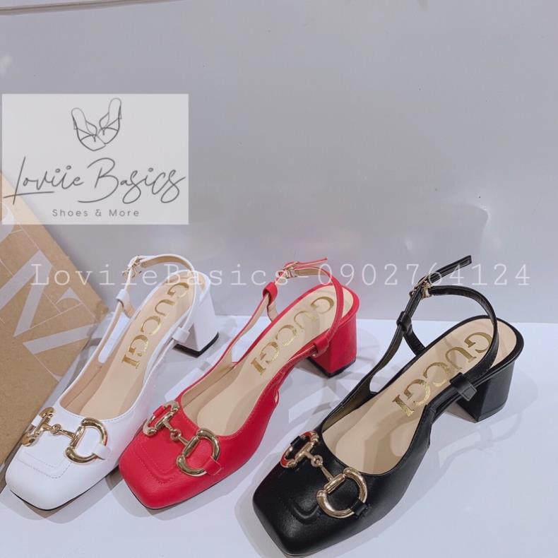 GIÀY CAO GÓT ĐẾ VUÔNG LOVIIE BASICS - SANDAL BÍT MŨI 5 PHÂN ĐÍNH KHOÁ G210533 ♈