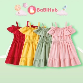 Đầm cho bé gái cotton nhiều màu, Váy cho bé gái 2-4 tuổi chất cotton mềm dáng xòe đáng yêu_19811109
